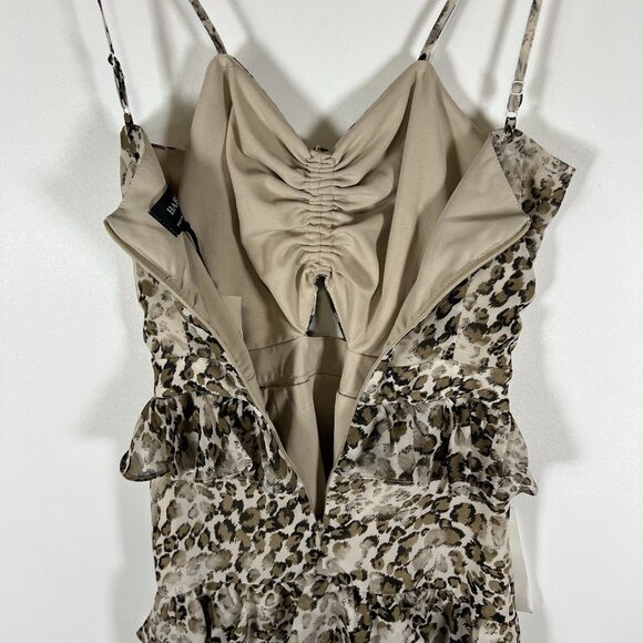 Bardot NWT Animal Print Strappy Layered Dress Tiered Ruffle Women’s Size 4/XS - Picture 9 of 12